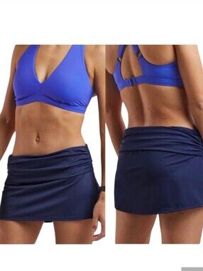 Title Nine Navy Blue Swim Skirt Skort Ruched - Size XL